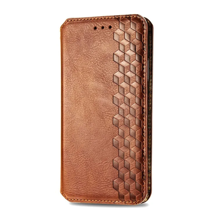 For Samsung Galaxy S24+ Cell Phone Case Imprint Rhombus Pattern Wallet Stand Cover