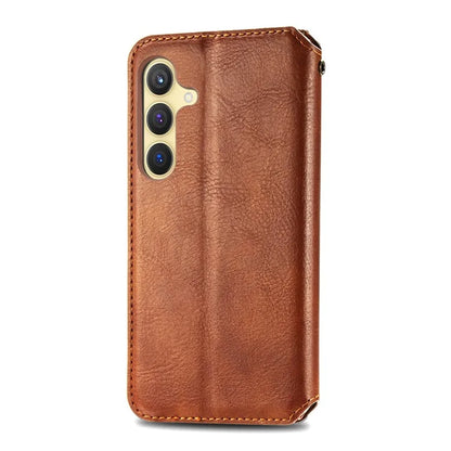 For Samsung Galaxy S24+ Cell Phone Case Imprint Rhombus Pattern Wallet Stand Cover