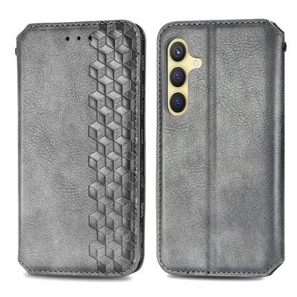 For Samsung Galaxy S24+ Cell Phone Case Imprint Rhombus Pattern Wallet Stand Cover