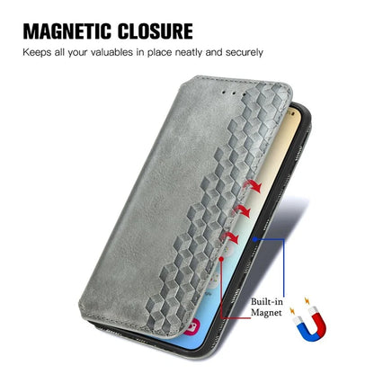 For Samsung Galaxy S24+ Cell Phone Case Imprint Rhombus Pattern Wallet Stand Cover