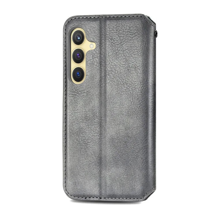 For Samsung Galaxy S24+ Cell Phone Case Imprint Rhombus Pattern Wallet Stand Cover