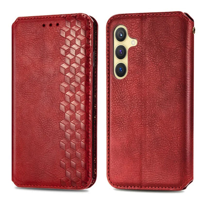 For Samsung Galaxy S24+ Cell Phone Case Imprint Rhombus Pattern Wallet Stand Cover