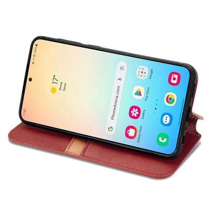 For Samsung Galaxy S24+ Cell Phone Case Imprint Rhombus Pattern Wallet Stand Cover