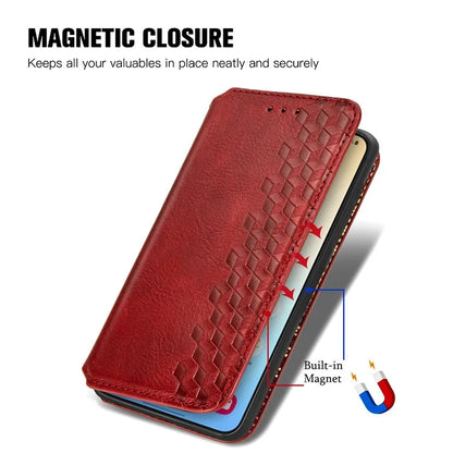 For Samsung Galaxy S24+ Cell Phone Case Imprint Rhombus Pattern Wallet Stand Cover
