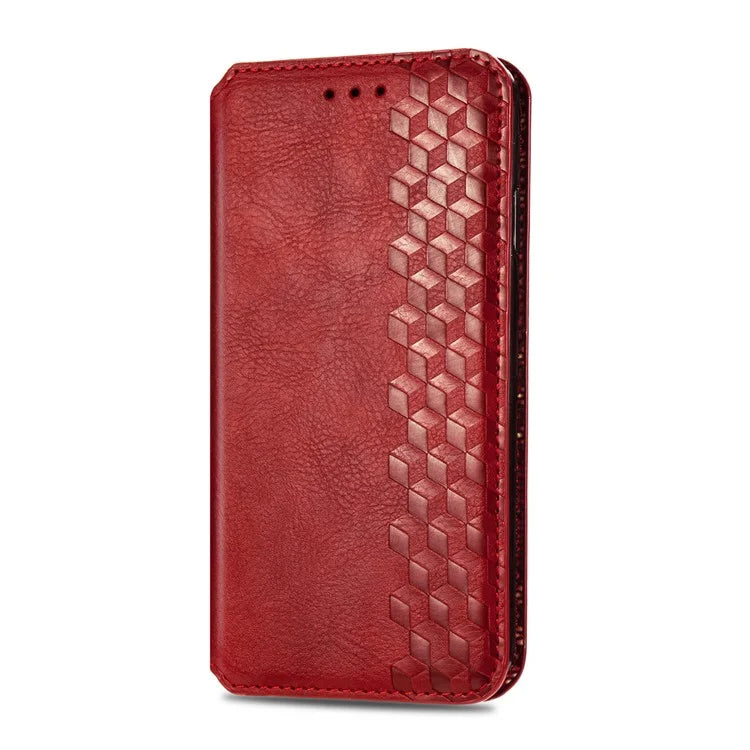 For Samsung Galaxy S24+ Cell Phone Case Imprint Rhombus Pattern Wallet Stand Cover