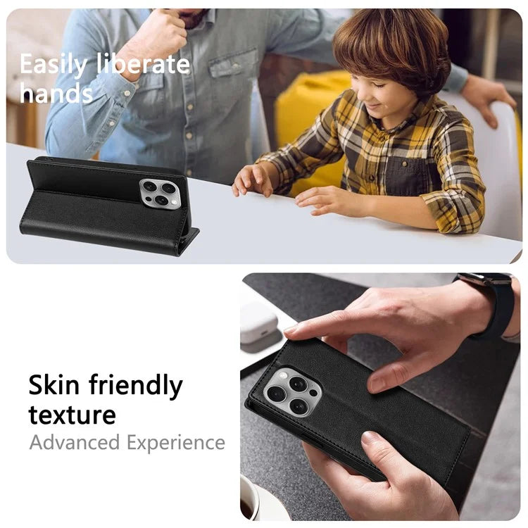 BKS-001 For iPhone 14 Pro Max Magnetic Case PU Leather Phone Stand Cover