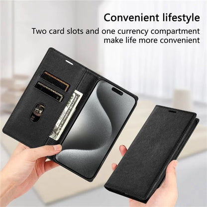 BKS-001 For iPhone 15 Pro Case PU Leather Smart Phone Cover with Card Holder