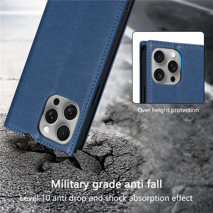 BKS-001 For iPhone 15 Pro Case PU Leather Smart Phone Cover with Card Holder