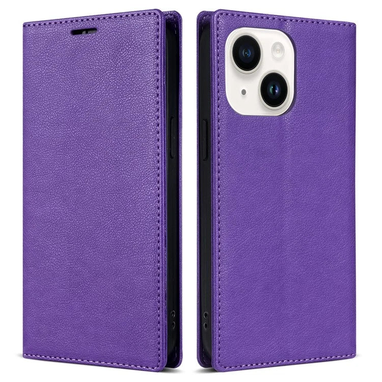 BKS-001 For iPhone 15 Plus PU Leather Case Stand Card Holder Phone Cover