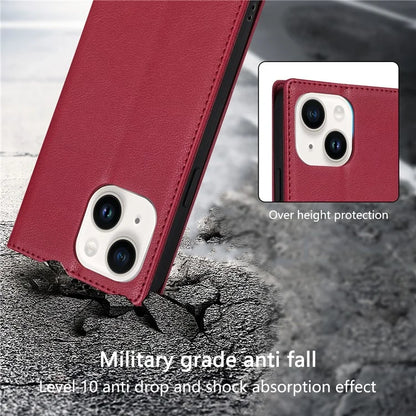 BKS-001 For iPhone 15 Plus PU Leather Case Stand Card Holder Phone Cover