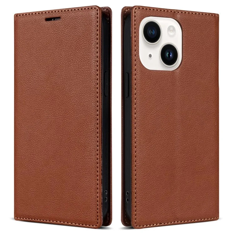 BKS-001 For iPhone 15 Plus PU Leather Case Stand Card Holder Phone Cover