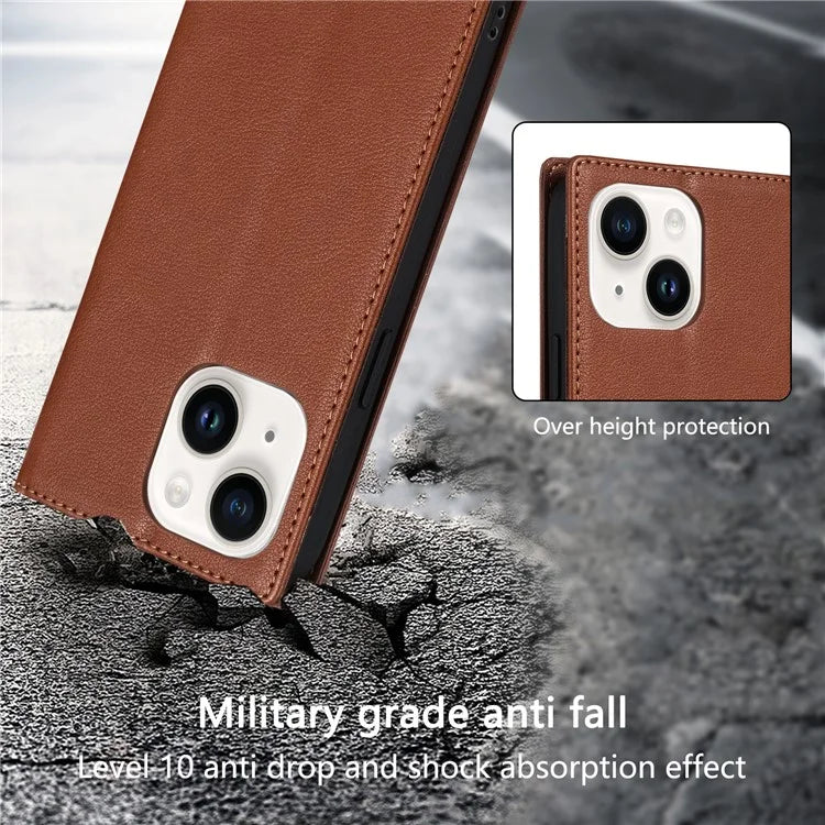 BKS-001 For iPhone 15 Plus PU Leather Case Stand Card Holder Phone Cover
