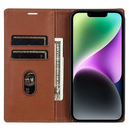 BKS-001 For iPhone 14 Magnetic Case Anti-drop PU Leather Stand Card Holder Cover