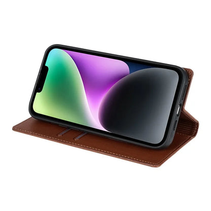 BKS-001 For iPhone 14 Magnetic Case Anti-drop PU Leather Stand Card Holder Cover