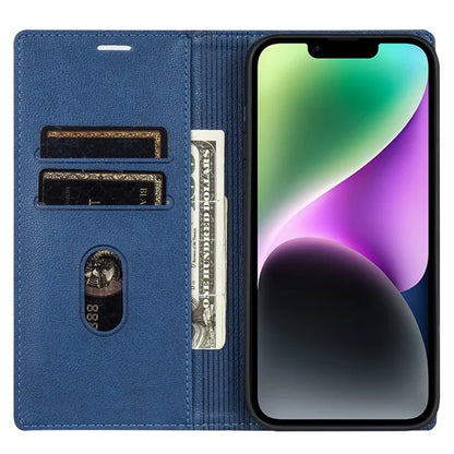 BKS-001 For iPhone 14 Magnetic Case Anti-drop PU Leather Stand Card Holder Cover