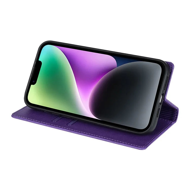 BKS-001 For iPhone 14 Magnetic Case Anti-drop PU Leather Stand Card Holder Cover
