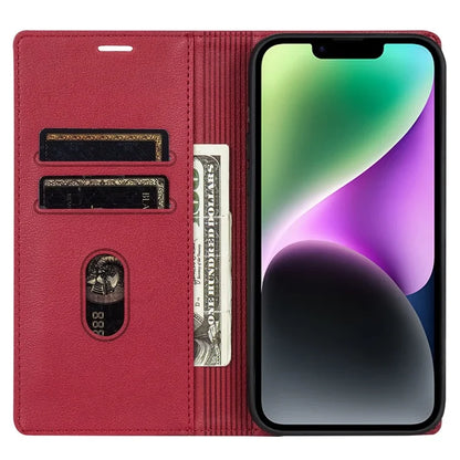 BKS-001 For iPhone 14 Magnetic Case Anti-drop PU Leather Stand Card Holder Cover
