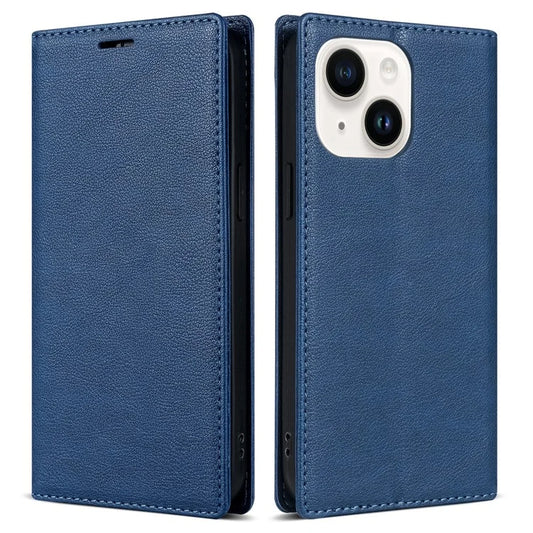 BKS-001 For iPhone 15 Magnetic Case Leather Stand Card Slot Phone Protective Cover