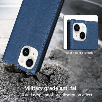 BKS-001 For iPhone 15 Magnetic Case Leather Stand Card Slot Phone Protective Cover