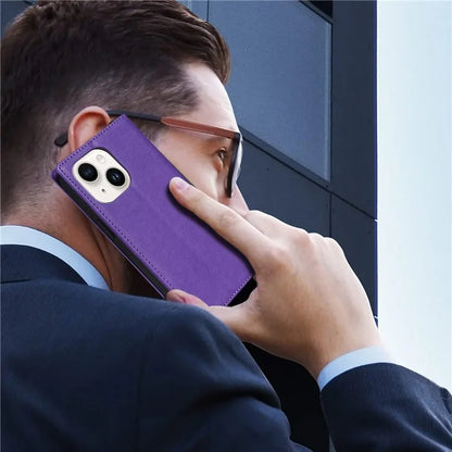 BKS-001 For iPhone 15 Magnetic Case Leather Stand Card Slot Phone Protective Cover