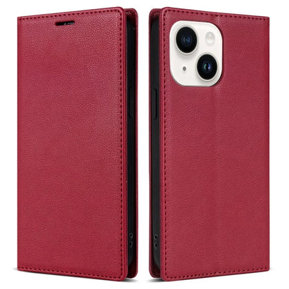 BKS-001 For iPhone 15 Magnetic Case Leather Stand Card Slot Phone Protective Cover