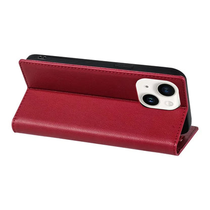 BKS-001 For iPhone 15 Magnetic Case Leather Stand Card Slot Phone Protective Cover