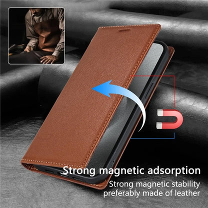 BKS-001 For iPhone 15 Magnetic Case Leather Stand Card Slot Phone Protective Cover