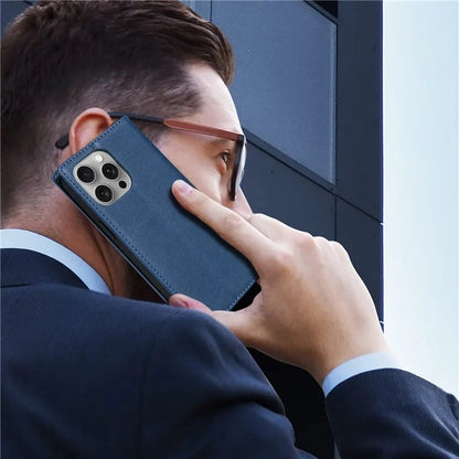 BKS-001 For iPhone 13 Pro Max 6.7 inch Phone Magnetic Case Leather Anti-fall Card Slot Cover