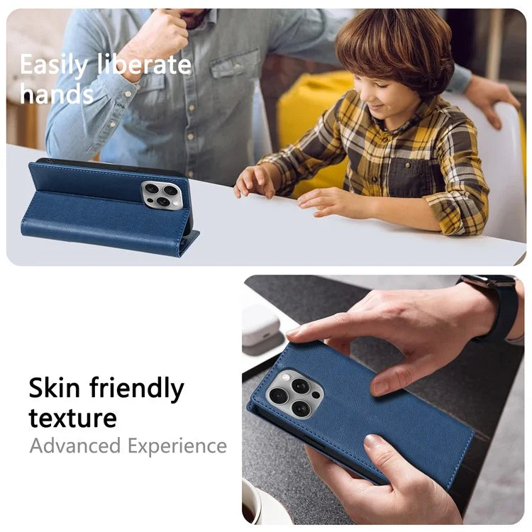 BKS-001 For iPhone 13 Pro Max 6.7 inch Phone Magnetic Case Leather Anti-fall Card Slot Cover