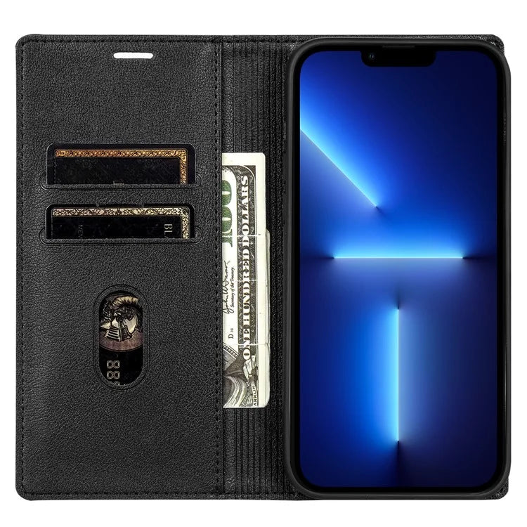 BKS-001 For iPhone 13 Pro Max 6.7 inch Phone Magnetic Case Leather Anti-fall Card Slot Cover