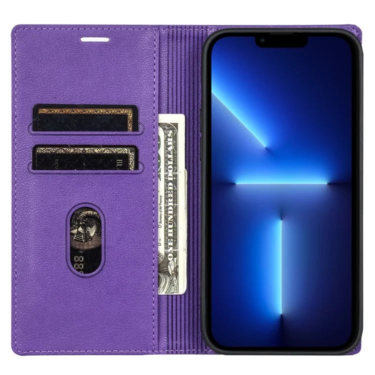 BKS-001 For iPhone 13 Pro Max 6.7 inch Phone Magnetic Case Leather Anti-fall Card Slot Cover