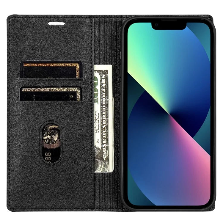 BKS-001 For iPhone 13 6.1 inch Case Leather Stand Card Slot Phone Cover with Magnetic Closure