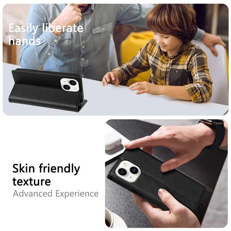 BKS-001 For iPhone 13 6.1 inch Case Leather Stand Card Slot Phone Cover with Magnetic Closure