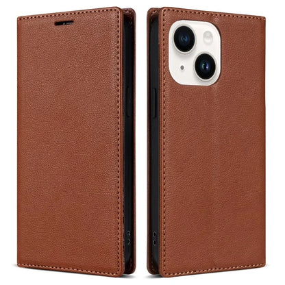 BKS-001 For iPhone 13 6.1 inch Case Leather Stand Card Slot Phone Cover with Magnetic Closure