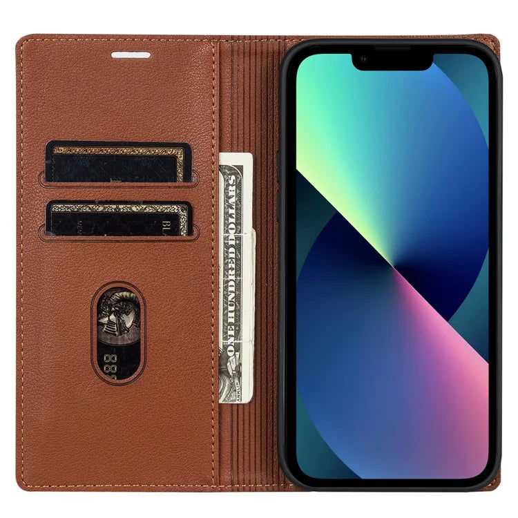 BKS-001 For iPhone 13 6.1 inch Case Leather Stand Card Slot Phone Cover with Magnetic Closure