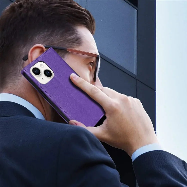 BKS-001 For iPhone 13 6.1 inch Case Leather Stand Card Slot Phone Cover with Magnetic Closure