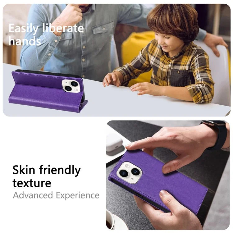 BKS-001 For iPhone 13 6.1 inch Case Leather Stand Card Slot Phone Cover with Magnetic Closure