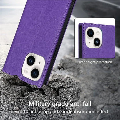 BKS-001 For iPhone 13 6.1 inch Case Leather Stand Card Slot Phone Cover with Magnetic Closure
