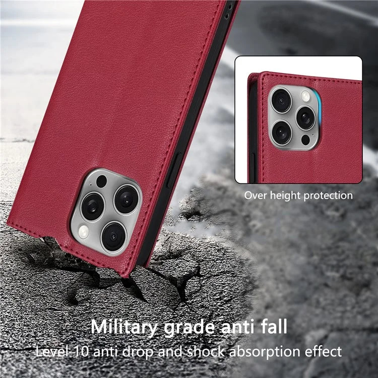 BKS-001 For iPhone 13 Pro 6.1 inch Case PU Leather+TPU Phone Wallet Cover with Magnetic Closure