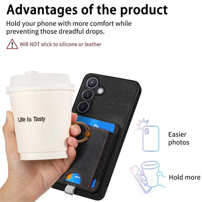 D7 For Samsung Galaxy S24+ Case Detachable Card Bag Phone Kickstand Cover