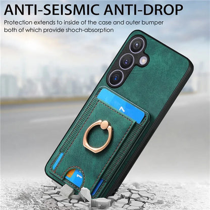 D7 For Samsung Galaxy S24+ Case Detachable Card Bag Phone Kickstand Cover