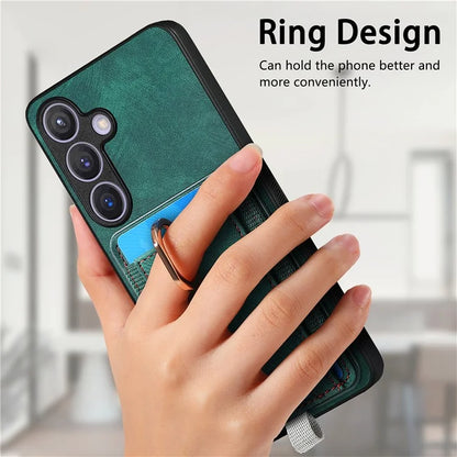 D7 For Samsung Galaxy S24+ Case Detachable Card Bag Phone Kickstand Cover
