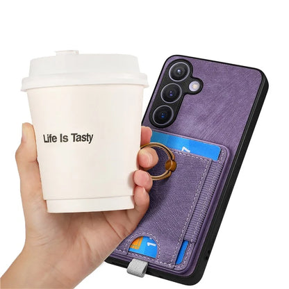 D7 For Samsung Galaxy S24+ Case Detachable Card Bag Phone Kickstand Cover