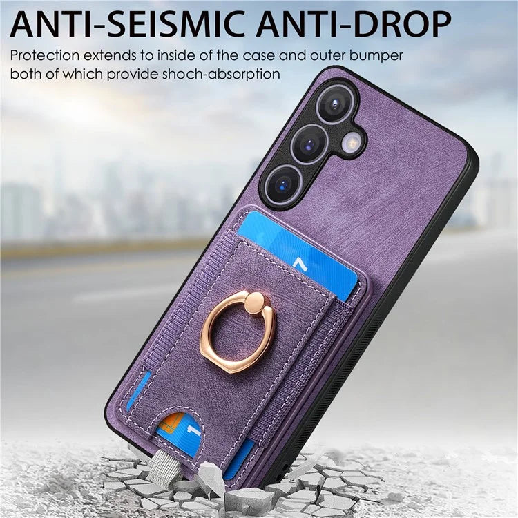 D7 For Samsung Galaxy S24+ Case Detachable Card Bag Phone Kickstand Cover