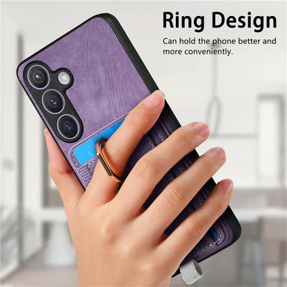 D7 For Samsung Galaxy S24+ Case Detachable Card Bag Phone Kickstand Cover