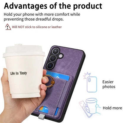 D7 For Samsung Galaxy S24+ Case Detachable Card Bag Phone Kickstand Cover