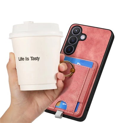 D7 For Samsung Galaxy S24 Kickstand Case Detachable Magnetic Card Holder Phone Cover