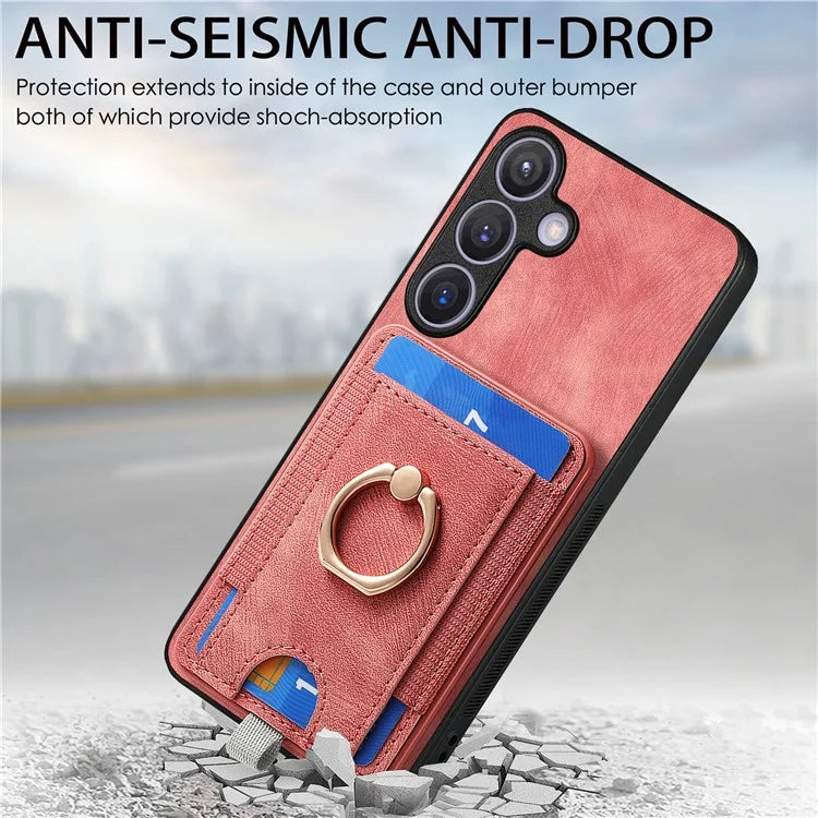 D7 For Samsung Galaxy S24 Kickstand Case Detachable Magnetic Card Holder Phone Cover