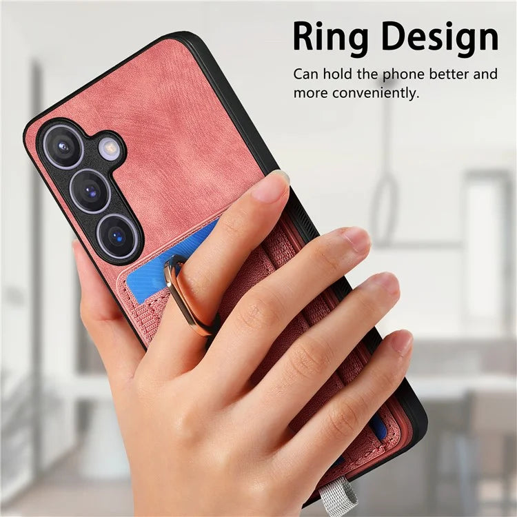 D7 For Samsung Galaxy S24 Kickstand Case Detachable Magnetic Card Holder Phone Cover