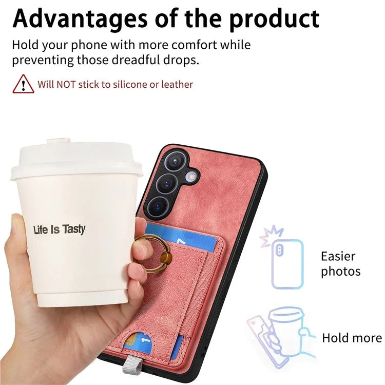 D7 For Samsung Galaxy S24 Kickstand Case Detachable Magnetic Card Holder Phone Cover